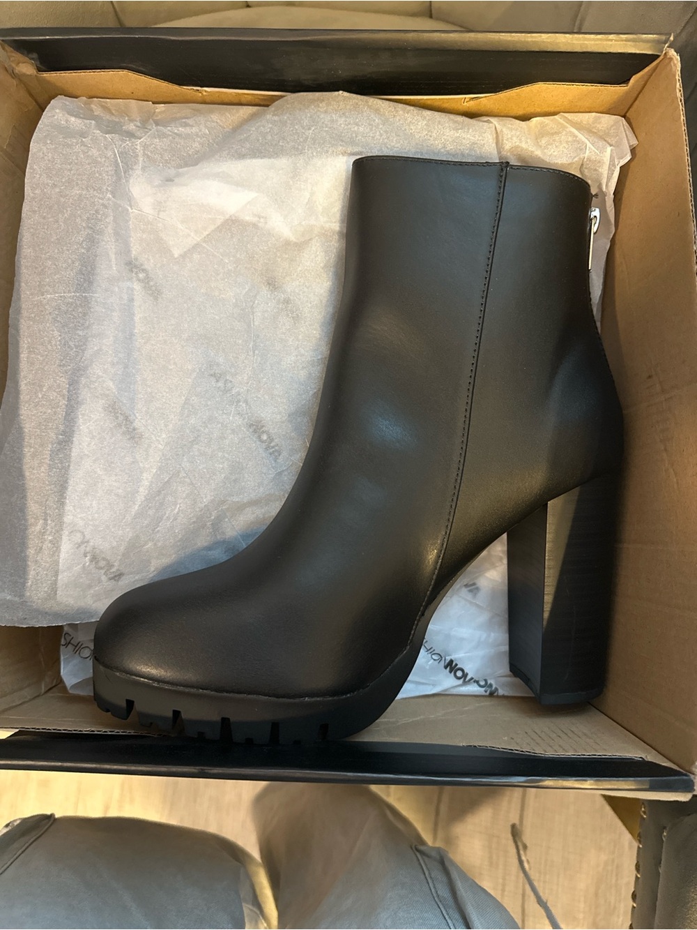 Fashion Nova Black Chunky Heel Ankle Booties